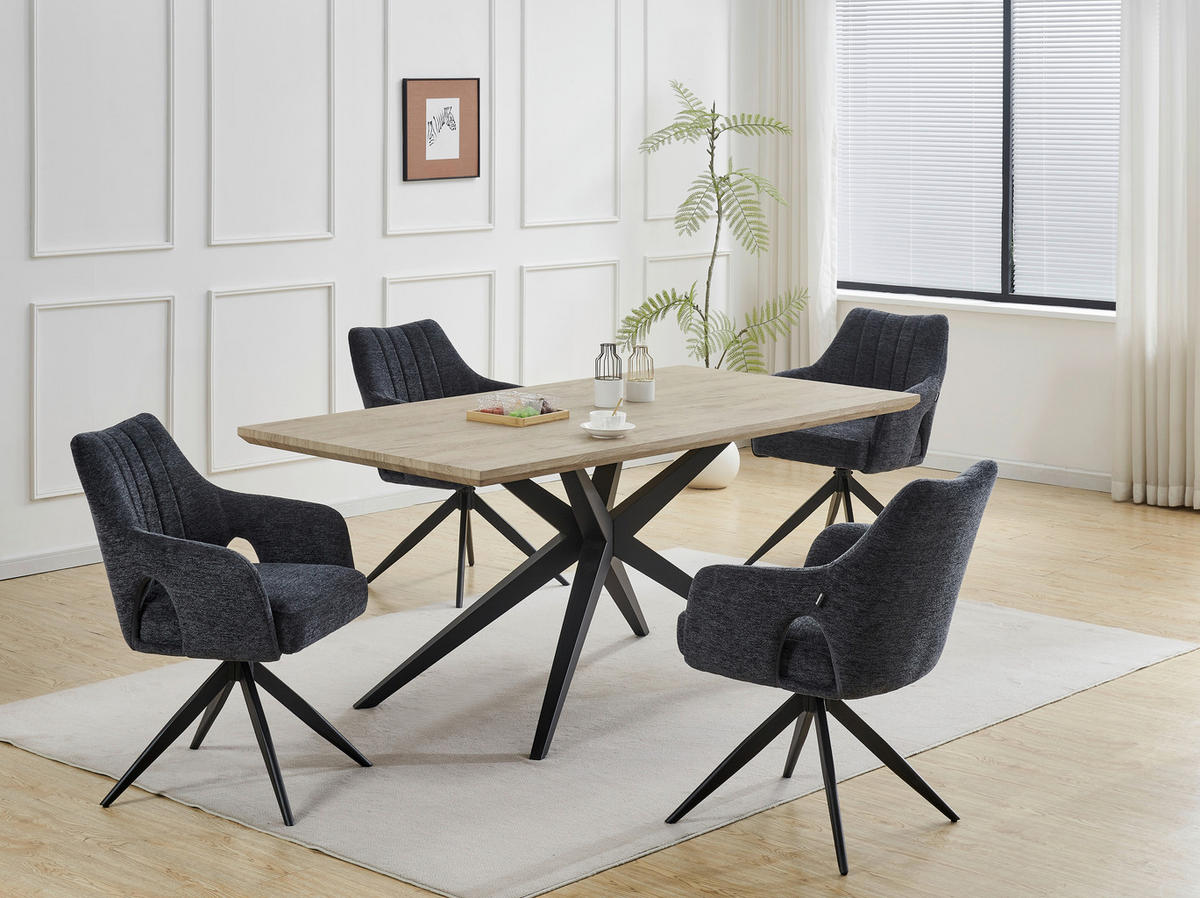 STOLICA S NASLONOM ZA RUKE  siva, crna  drvo, metal, tekstil      - siva/crna, Moderno, drvo/metal (57,5/85/62cm) - Livetastic