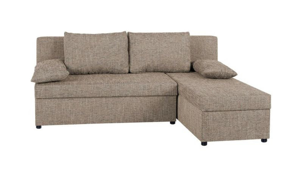 ECKSOFA Cappuccino Webstoff  - Schwarz/Cappuccino, Design, Kunststoff/Textil (195/147cm) - P & B