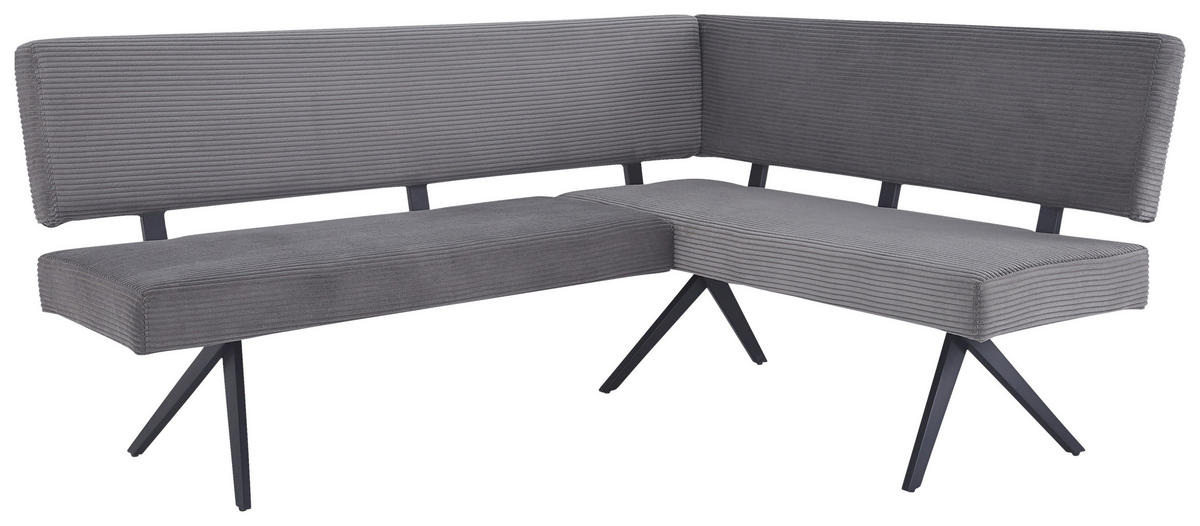 ECKBANK 190/150 cm  in Dunkelgrau  - Dunkelgrau/Schwarz, KONVENTIONELL, Textil/Metall (190/150cm) - MID.YOU