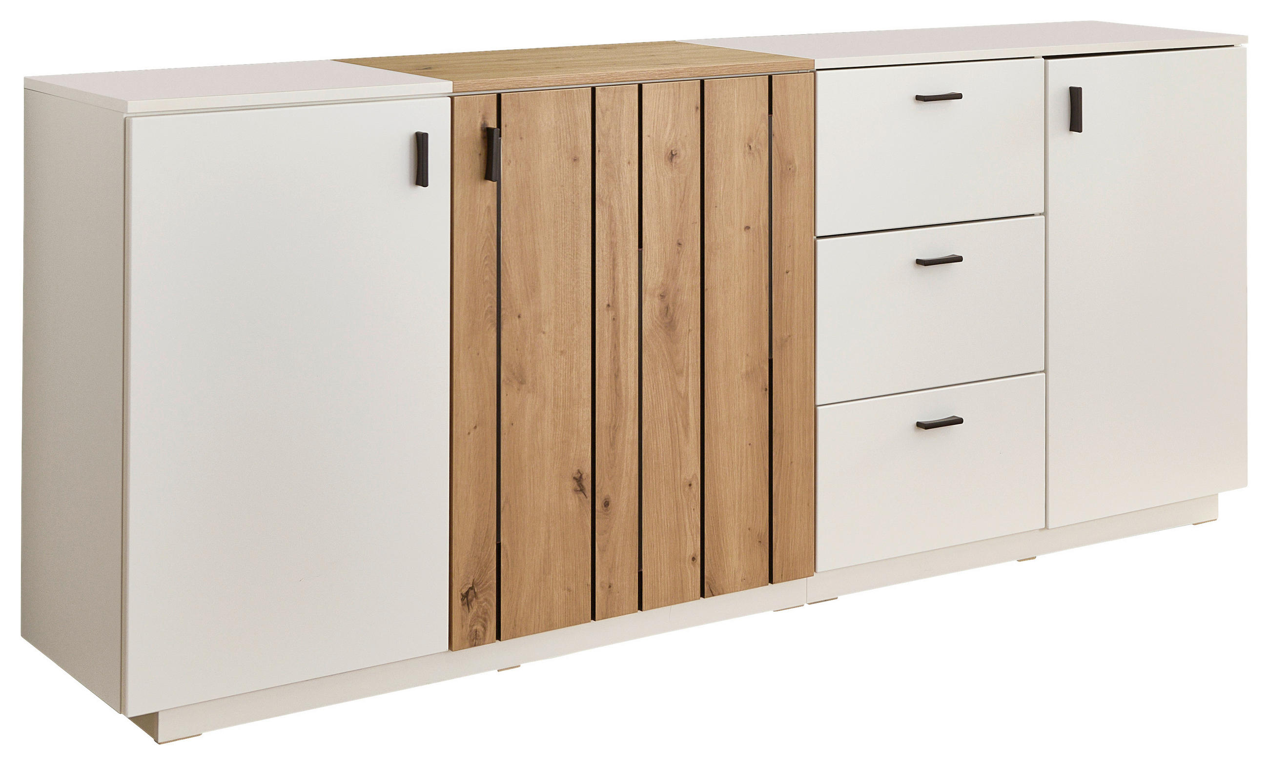 SIDEBOARD Weiss, Eiche Artisan  195/84/44 cm  - Weiss/Schwarz, Design, Holzwerkstoff/Kunststoff (195/84/44cm) - Stylife