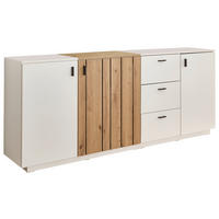 SIDEBOARD Weiss, Eiche Artisan  195/84/44 cm  - Weiss/Schwarz, Design, Holzwerkstoff/Kunststoff (195/84/44cm) - Stylife