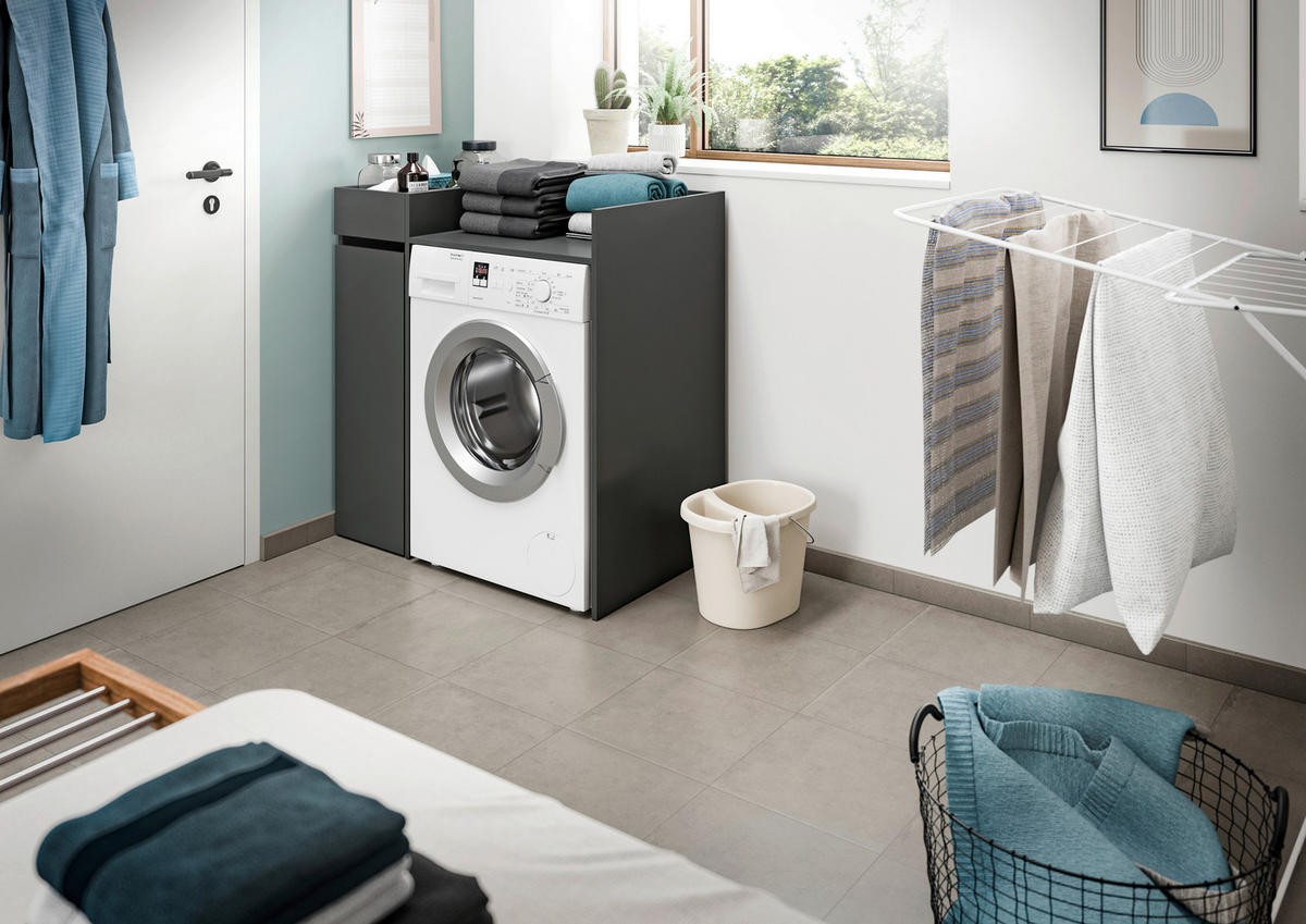 WASCHMASCHINENSCHRANK 95/101/60 cm Anthrazit  - Weiss/Anthrazit, Basics, Holzwerkstoff/Kunststoff (95/101/60cm) - MID.YOU