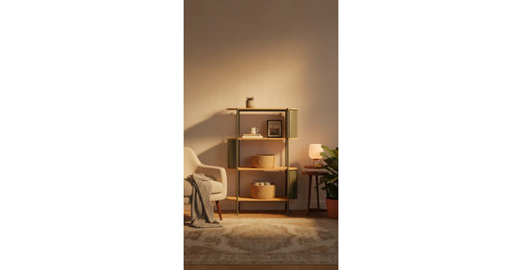 REGAL Grün, Naturfarben  - Naturfarben/Grün, Trend, Holzwerkstoff/Metall (80/133,5/33,8cm) - Xora