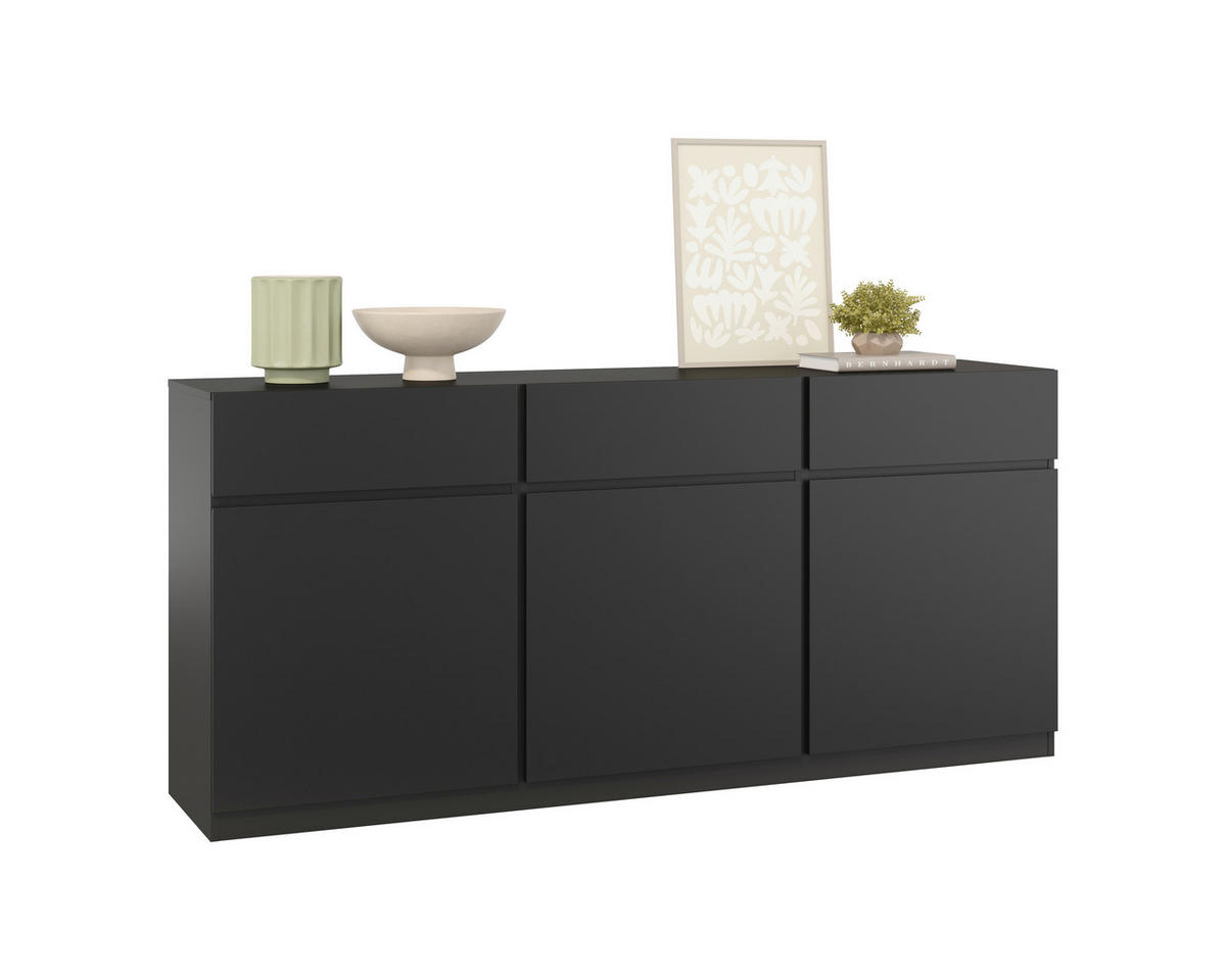 SIDEBOARD Bern 179,9/82,4/40 cm 3 Schublade(n)  - Schwarz, Design, Holzwerkstoff (179,9/82,4/40cm) - MID.YOU