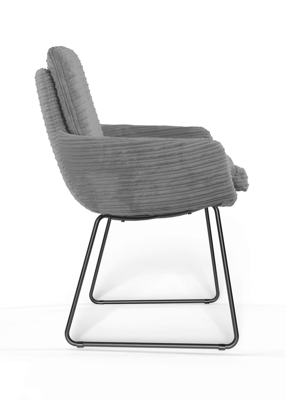 ARMLEHNSTUHL  Beinauswahl, ergonomische Rückenlehne, Stoff-/Lederauswahl gerippt  Dunkelgrau  - Dunkelgrau/Schwarz, Design, Textil/Metall (60/91/62cm) - Valdera
