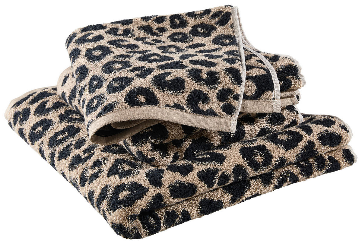 HANDTUCH Schwarz, Beige  - Beige/Schwarz, Trend, Textil (50/100cm) - Dieter Knoll