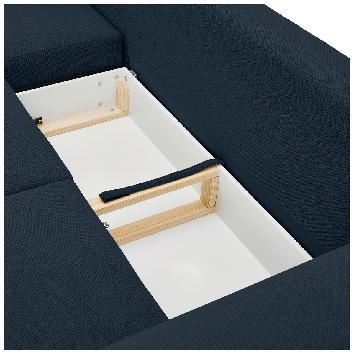 ECKSOFA in Webstoff Dunkelblau  145/250 cm  - Naturfarben/Dunkelblau, KONVENTIONELL, Holz/Textil (145/250cm) - Carryhome