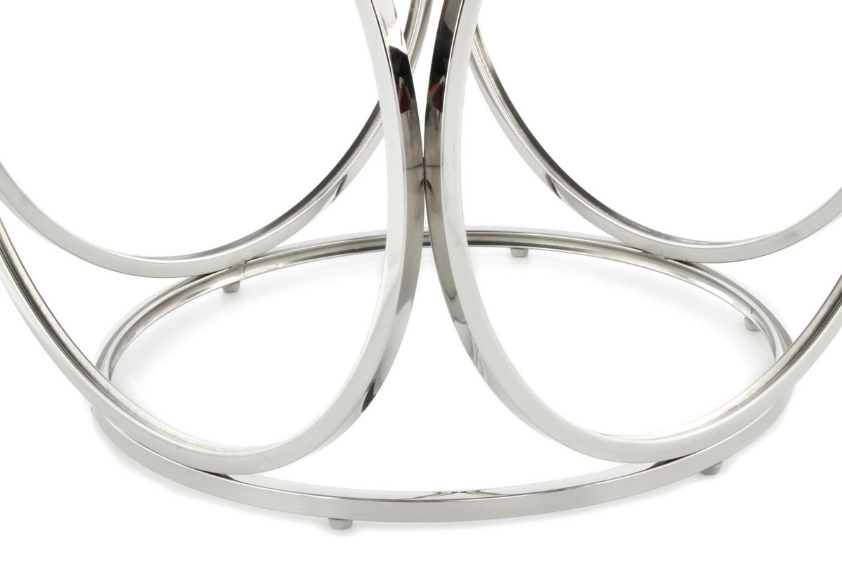 BEISTELLTISCH 50/50/52 cm Schwarz, Silberfarben rund  - Silberfarben/Roségold, Design, Glas/Metall (50/50/52cm) - Kayoom