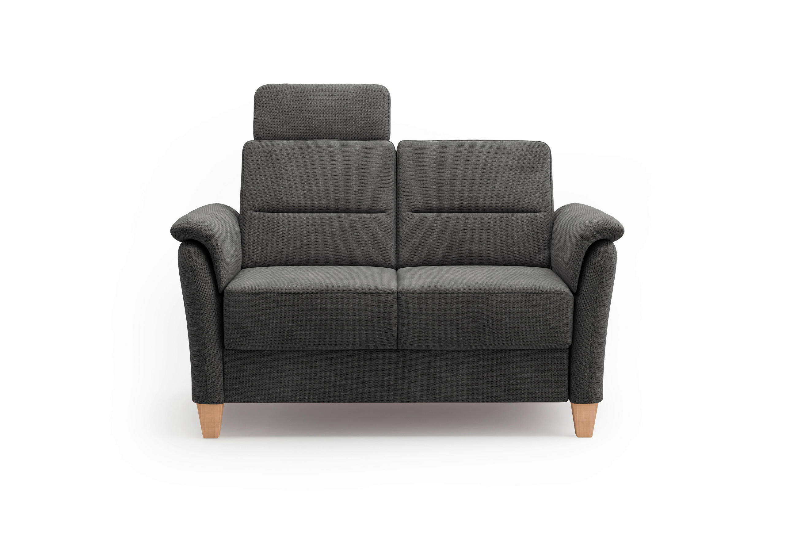 2-SITZER-SOFA in Flachgewebe Schwarz  - Eichefarben/Schwarz, KONVENTIONELL, Holz/Textil (149/89/89cm) - Sit & More