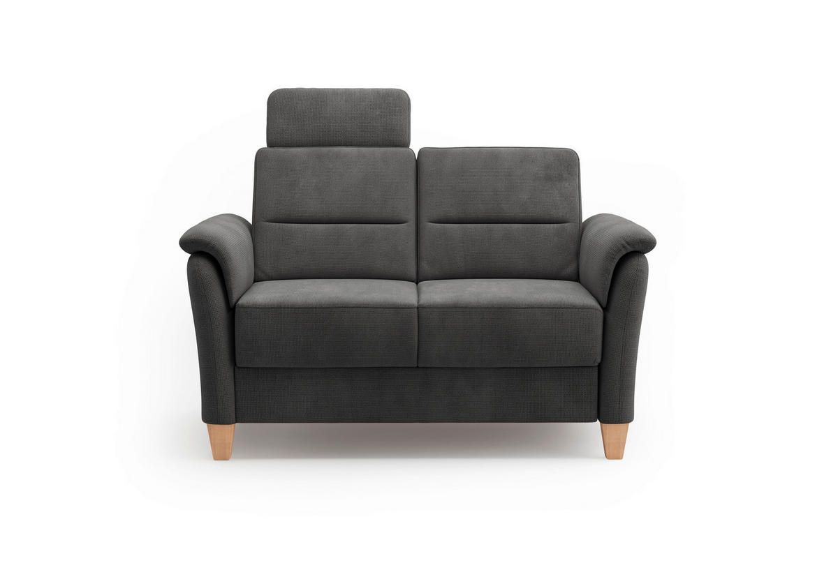 2-SITZER-SOFA in Flachgewebe Schwarz  - Eichefarben/Schwarz, KONVENTIONELL, Holz/Textil (149/89/89cm) - Sit & More