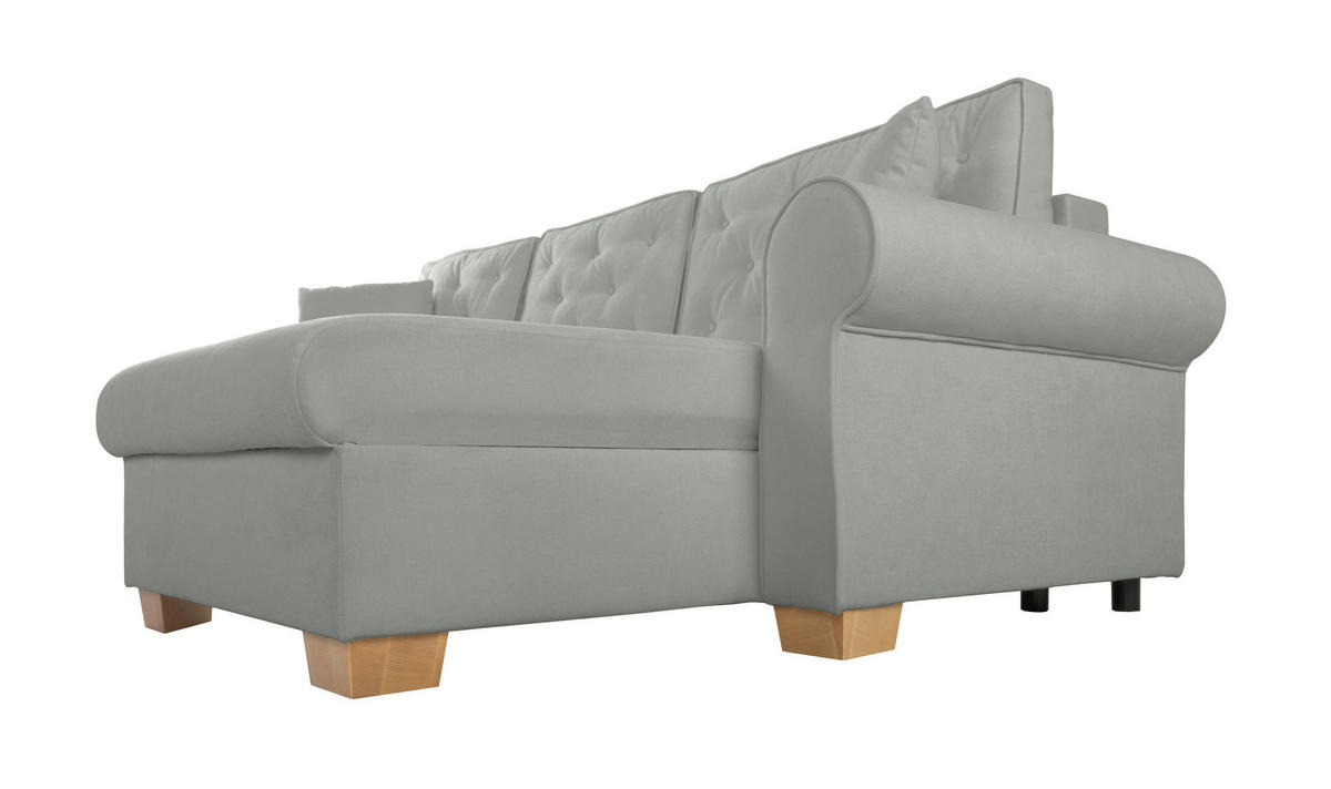 ECKSOFA in Dunkelgrau  - Dunkelgrau/Buchefarben, Design, Holz/Textil (266/161cm) - MID.YOU