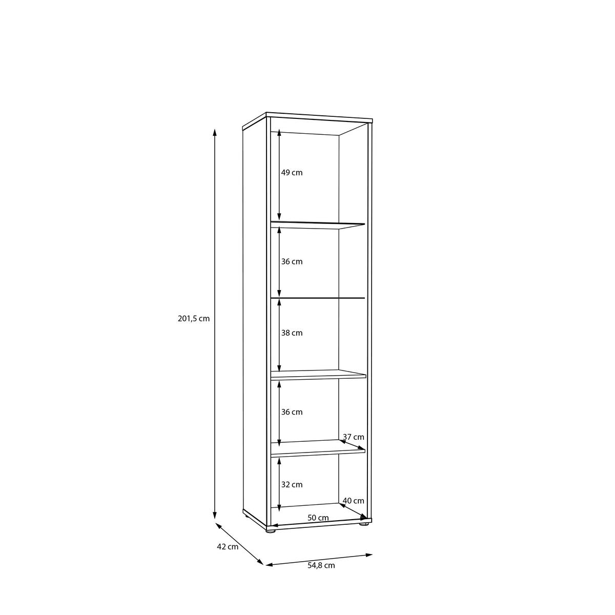 VITRINĂ  in culoare lemn stejar, nisipiu  - auriu/culoare lemn stejar, Design, sticlă/metal (54,8/201,5/42cm) - Xora