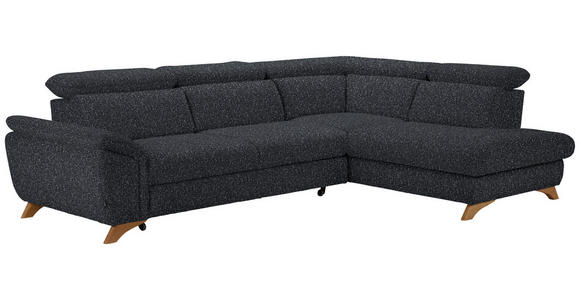 ECKSOFA in Bouclé Schwarz  287/212 cm  - Eichefarben/Schwarz, MODERN, Holz/Textil (287/212cm) - Valnatura