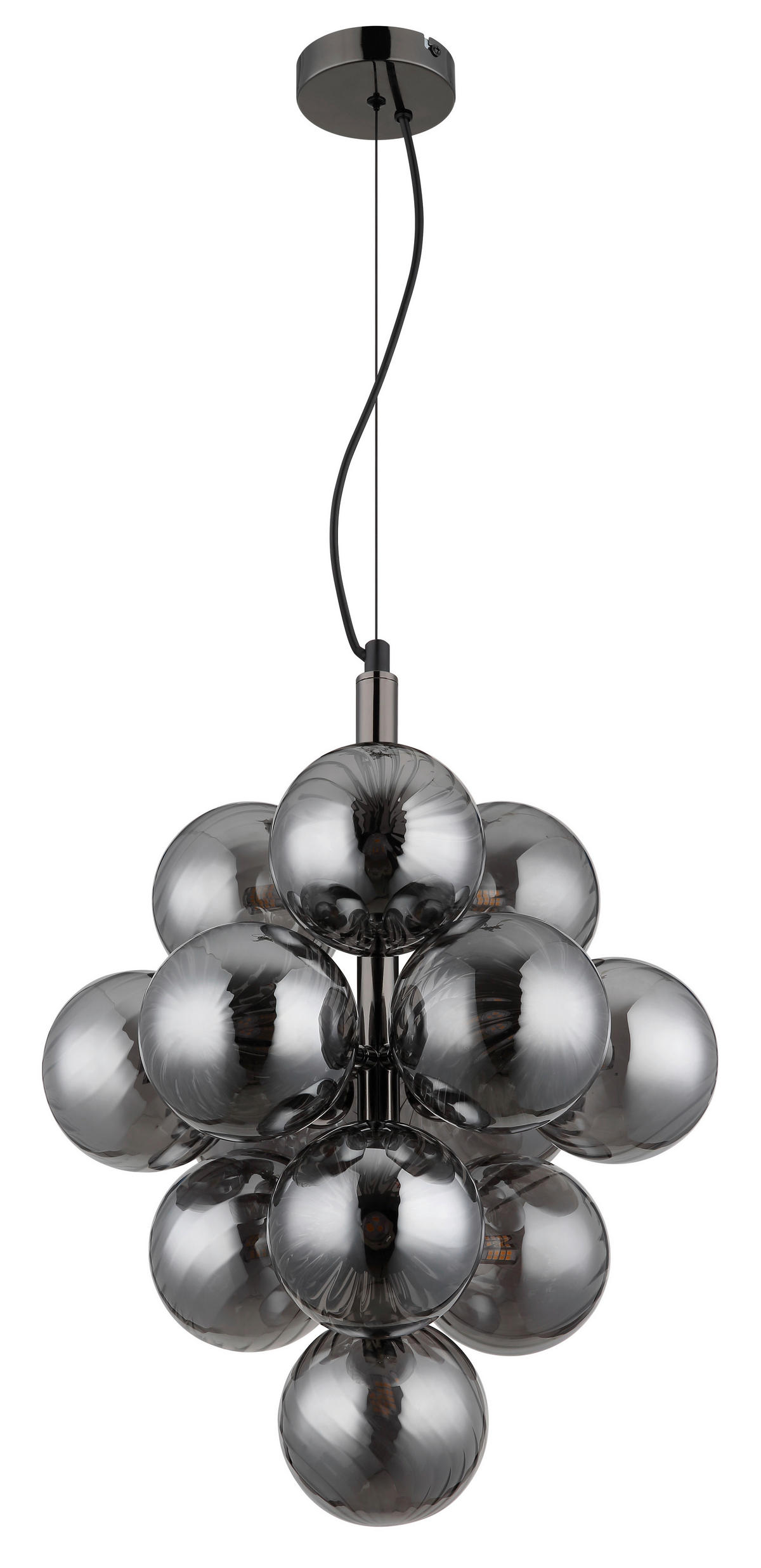HÄNGELEUCHTE 39,5/120 cm  - Schwarzchrom, Design, Glas/Metall (39,5/120cm) - Collet's Monde
