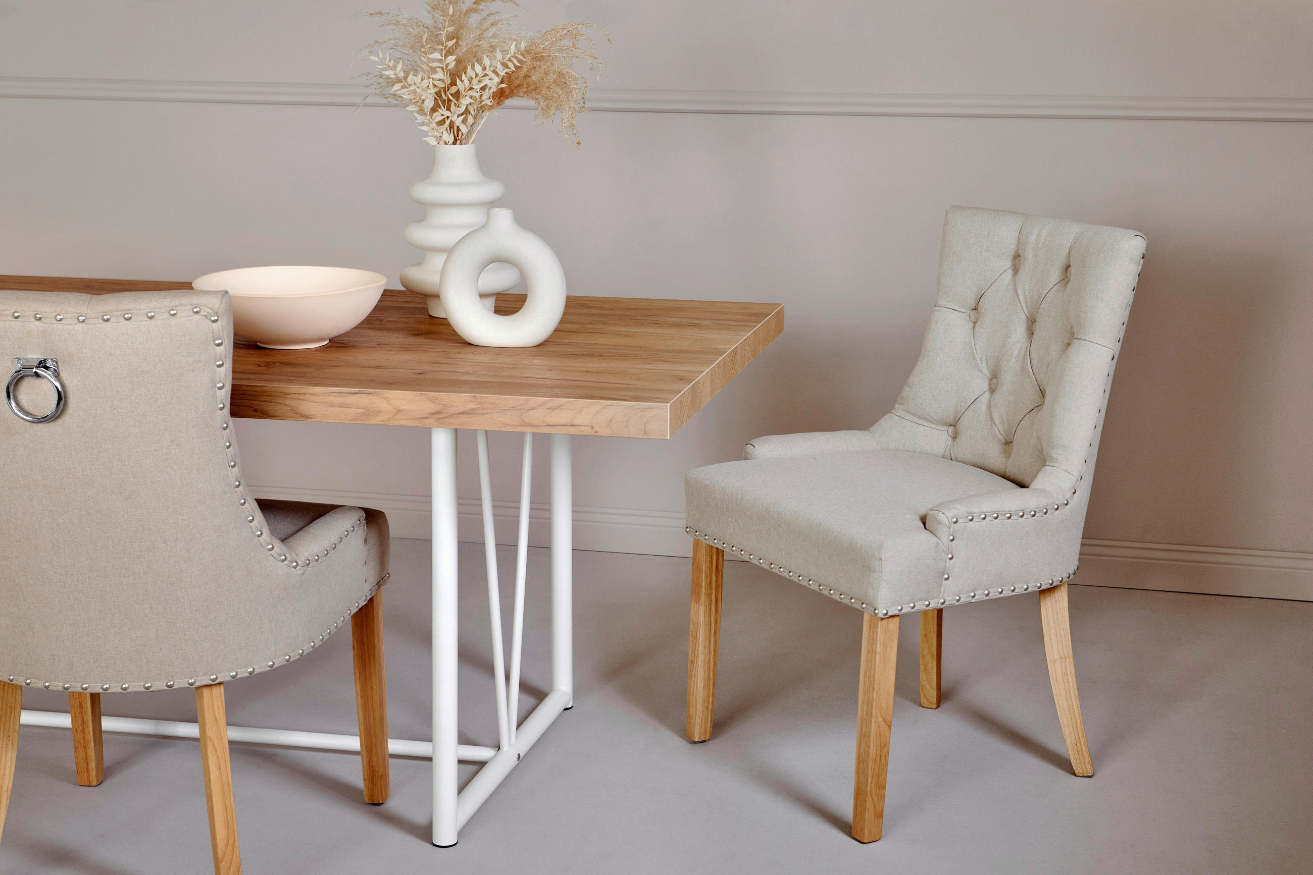 STUHL in Holz, Textil Eichefarben, Beige  - Eichefarben/Beige, MODERN, Holz/Textil (56/62,5/91cm) - Livetastic
