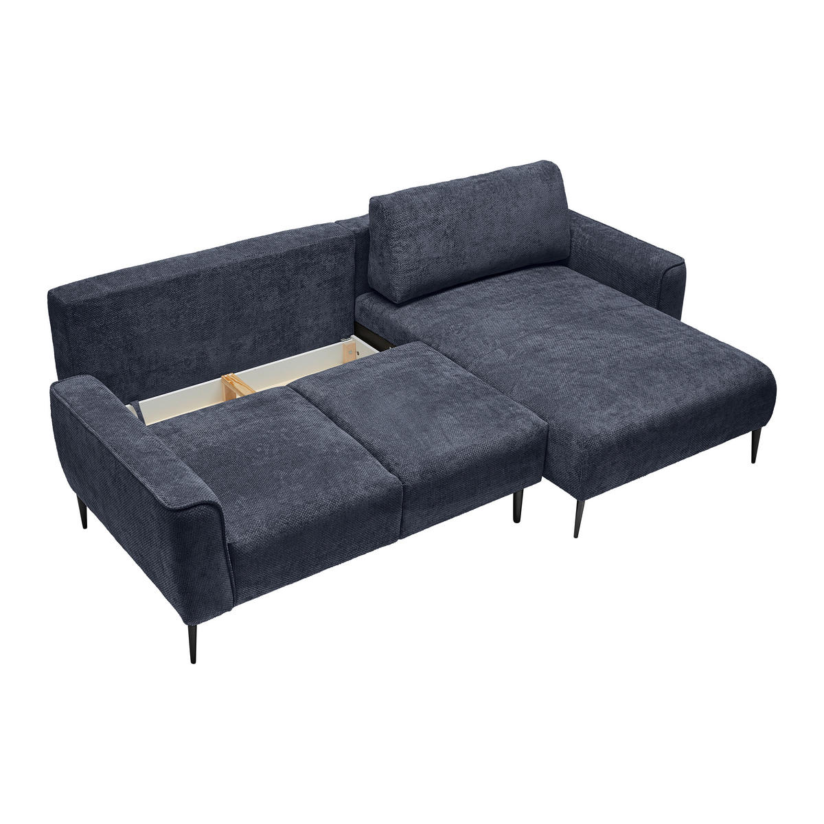 HÖRNSOFFA i vävt tyg mörkblå  - svart/mörkblå, Modern, metall/textil (255/164cm) - MID.YOU