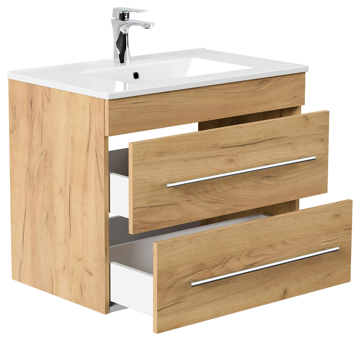 WASCHTISCHKOMBI 75,5 cm  - Eichefarben/Weiß, Basics, Keramik/Holzwerkstoff (75,5cm) - MID.YOU