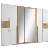 DREHTÜRENSCHRANK 313/208/58 cm 9-türig Weiß, Eiche Artisan  - Silberfarben/Weiß, Basics, Holzwerkstoff (313/208/58cm) - MID.YOU