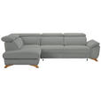 ECKSOFA in Flachgewebe Hellgrau  212/287 cm  - Eichefarben/Hellgrau, MODERN, Holz/Textil (212/287cm) - Valnatura