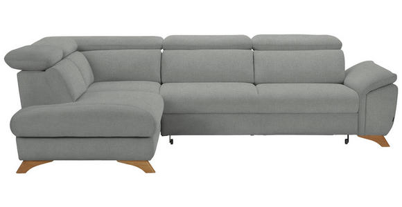 ECKSOFA MERCURY Hellgrau Flachgewebe - Eichefarben/Hellgrau, MODERN, Holz/Textil (212/287cm) - Valnatura