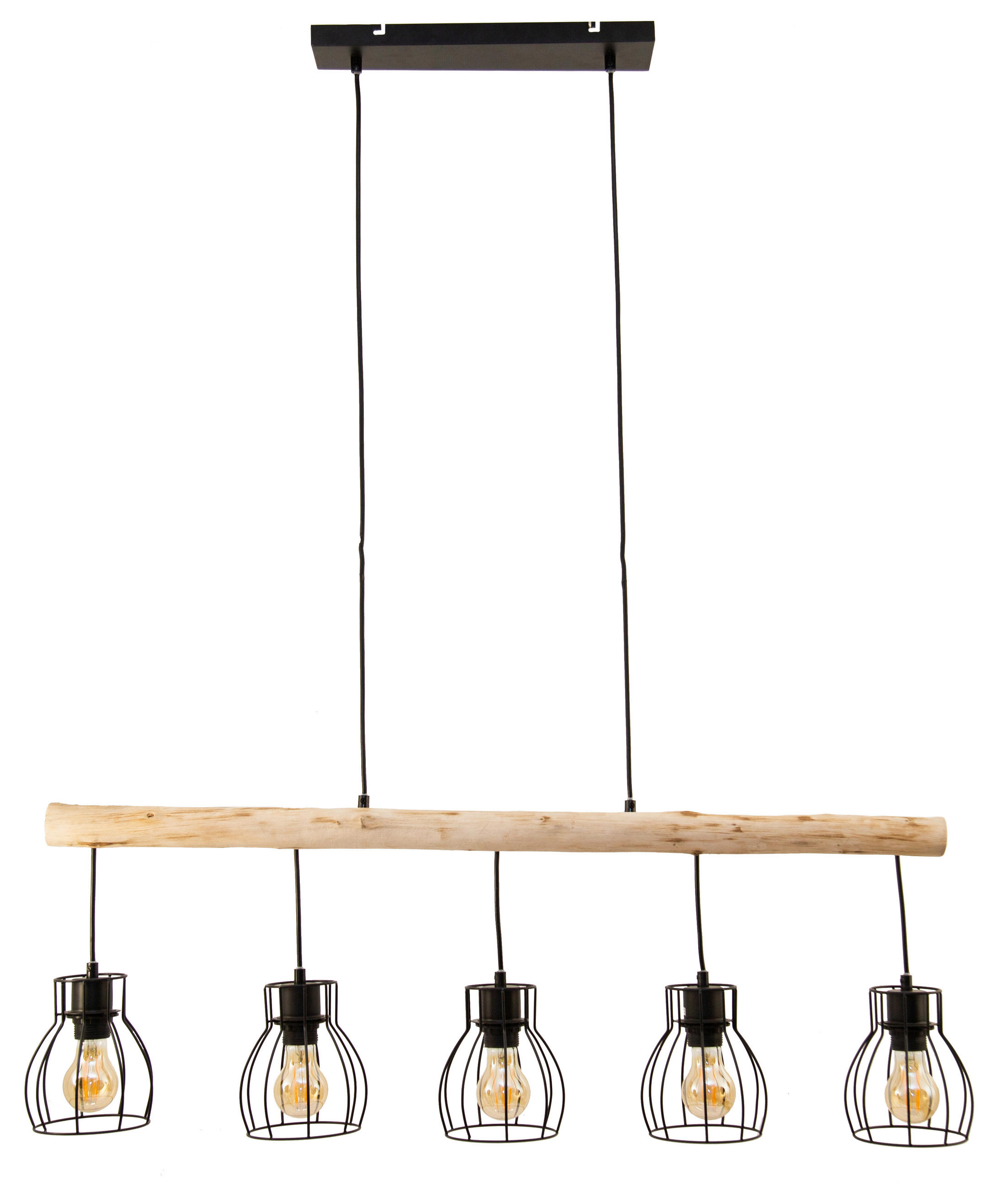 HÄNGELEUCHTE 100/13,6/140 cm  - Schwarz/Naturfarben, Trend, Holz/Metall (100/13,6/140cm) - Marama