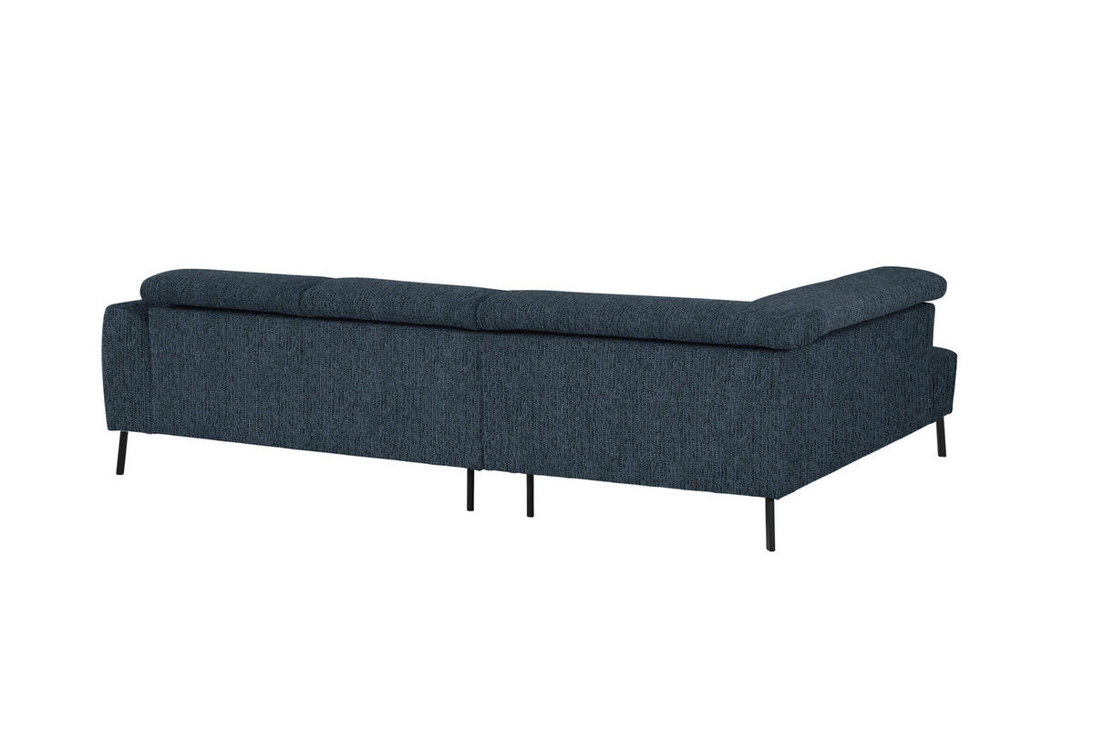 ECKSOFA in Webstoff Blau  205/280 cm  - Blau/Schwarz, Design, Textil/Metall (205/280cm) - Xora
