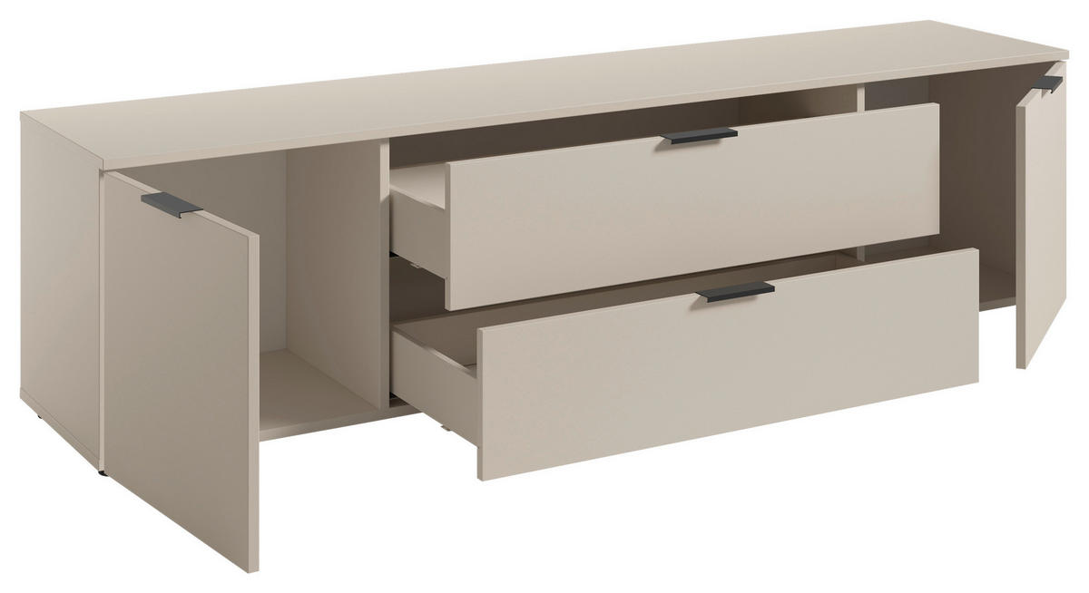 NISKA KOMODA   180/55/40 cm   kašmir   - kašmir/crna, Osnovno, pločasti materijal/plastika (180/55/40cm) - Xora