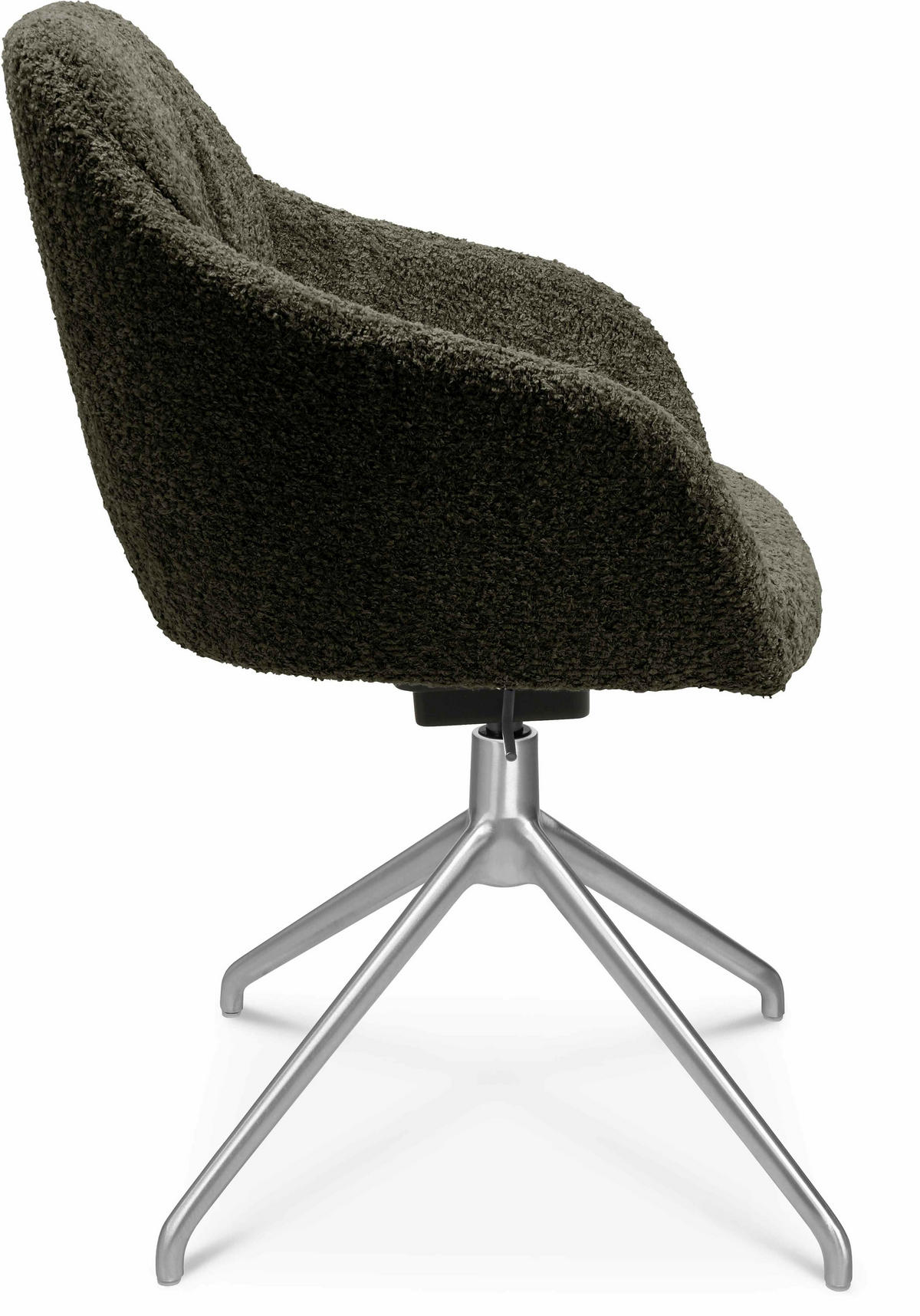ARMLEHNSTUHL  in Aluminium Bouclé  - Dunkelgrün/Alufarben, Design, Textil/Metall (58/81,5-84,5/60cm) - Johann Jakob