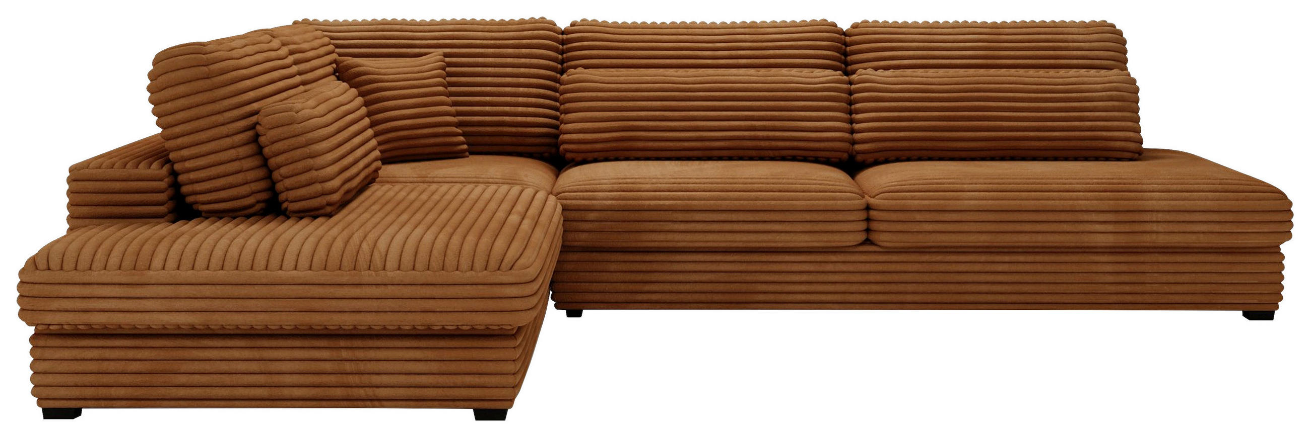 ECKSOFA in Cord, Plüsch Rostfarben  - Rostfarben/Schwarz, Design, Kunststoff/Textil (244/332cm) - Livetastic