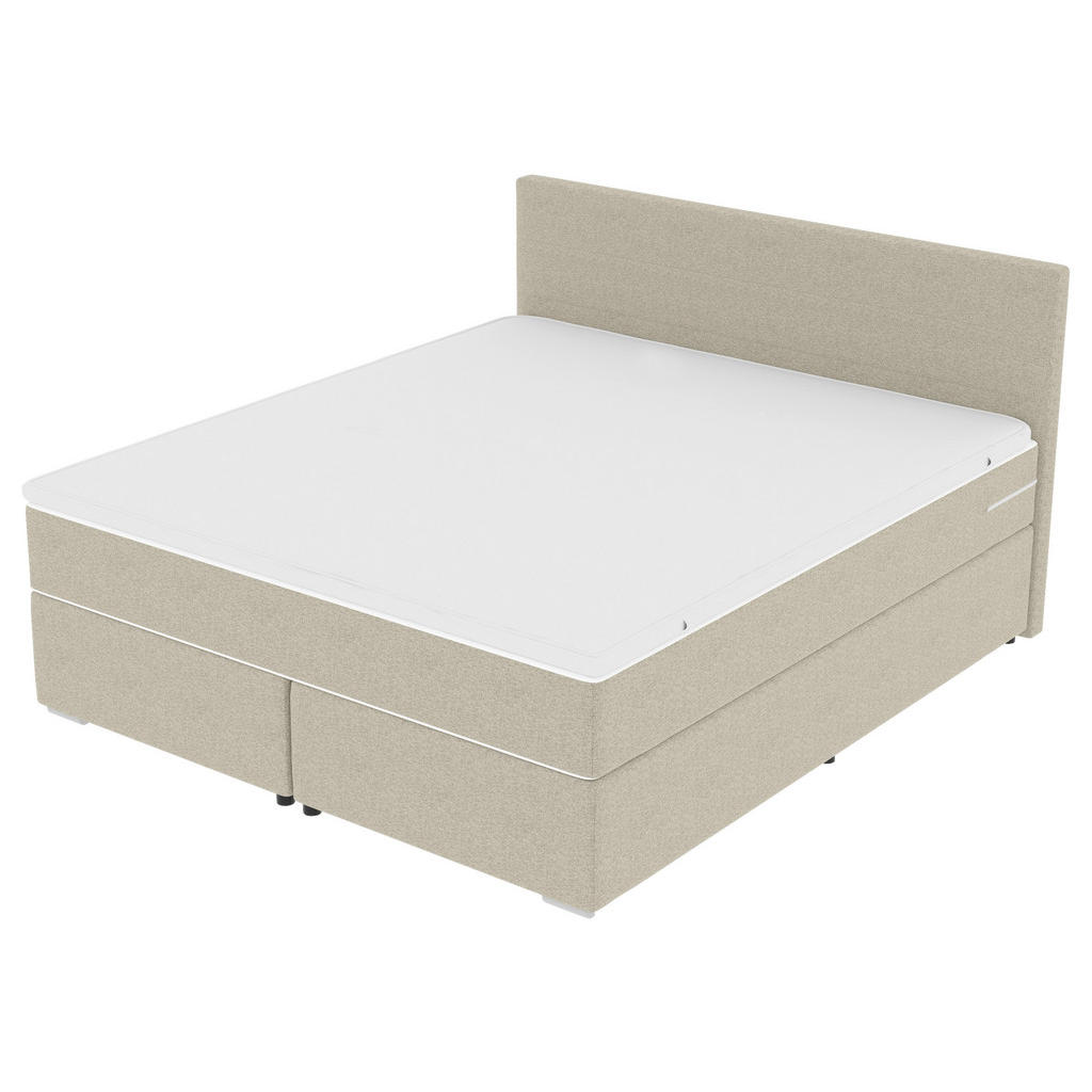 Thumbnail - Boxxx Boxspringbett, Beige, Textil, H3, Höhe ca. 19 cm, 160x200 cm, Topper durchgehend, in verschiedenen Größen erhältli...