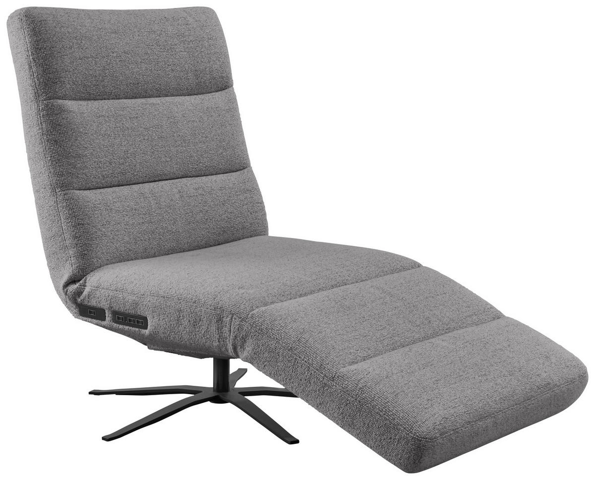 RELAXLIEGE inkl. Akku Flachgewebe Dunkelgrau  - Dunkelgrau/Schwarz, MODERN, Textil/Metall (82/53-115/156-206cm) - Pure Home Comfort