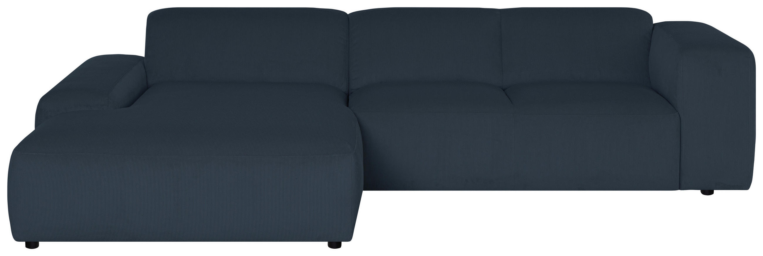 ECKSOFA HANNAH Blau Cord  - Blau/Schwarz, Design, Kunststoff/Textil (200/304cm) - MID.YOU
