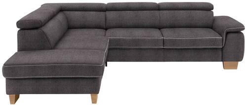 ECKSOFA in Mikrofaser Anthrazit  - Eichefarben/Anthrazit, Natur, Holz/Textil (226/273cm) - Beldomo System
