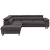 ECKSOFA in Mikrofaser Anthrazit  - Eichefarben/Anthrazit, Natur, Holz/Textil (226/273cm) - Beldomo System
