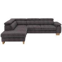 ECKSOFA in Mikrofaser Anthrazit  - Eichefarben/Anthrazit, Natur, Holz/Textil (226/273cm) - Beldomo System