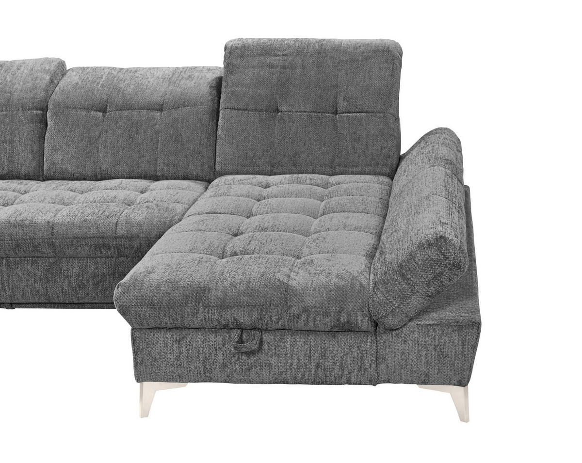 WOHNLANDSCHAFT Mikrovelours Grau  - Kaschmir/Grau, Modern, Kunststoff/Textil (245/348/168cm) - MID.YOU