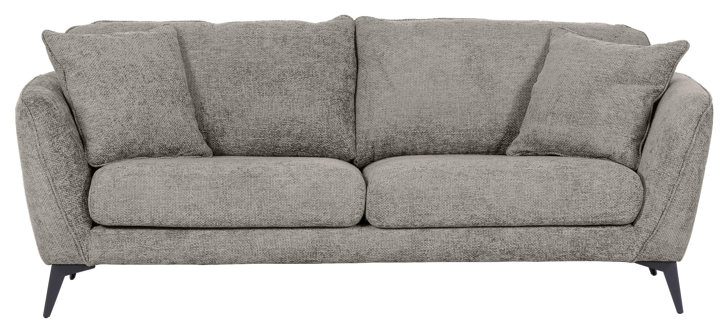 BIGSOFA Chenille Hellgrau  - Hellgrau/Schwarz, KONVENTIONELL, Textil/Metall (215/70/98cm) - Carryhome