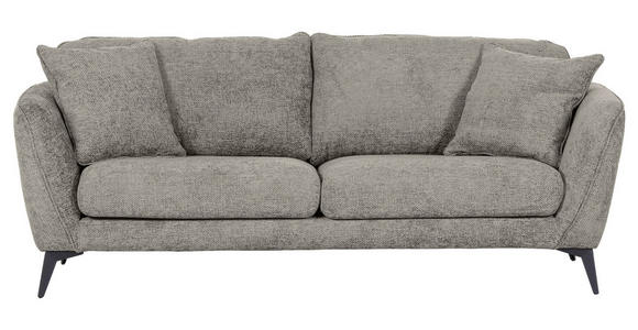 BIGSOFA Chenille Hellgrau  - Hellgrau/Schwarz, KONVENTIONELL, Textil/Metall (215/70/98cm) - Carryhome