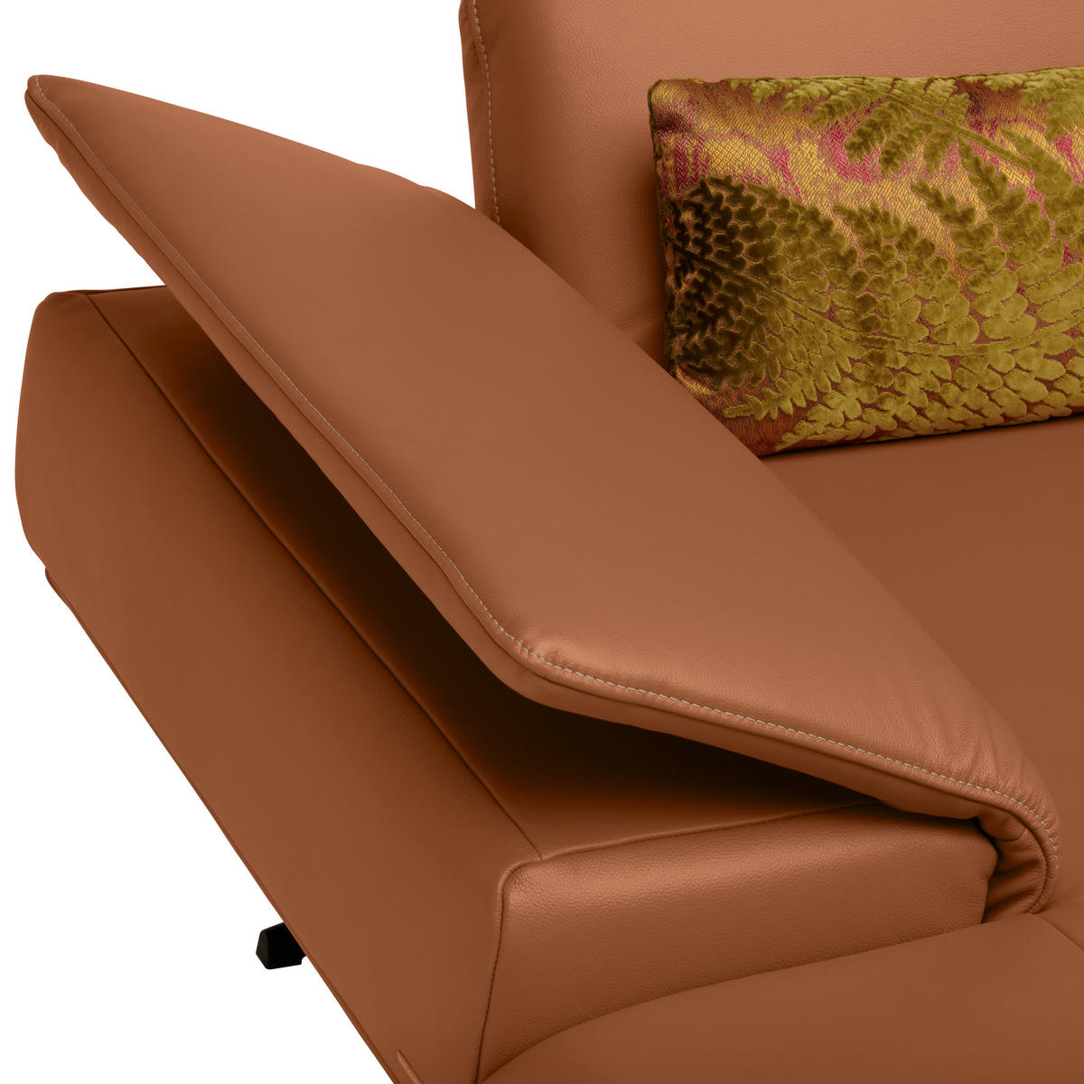 ECKSOFA in Echtleder Cognac  152/239 cm  - Cognac/Beige, Design, Leder/Metall (152/239cm) - Koinor