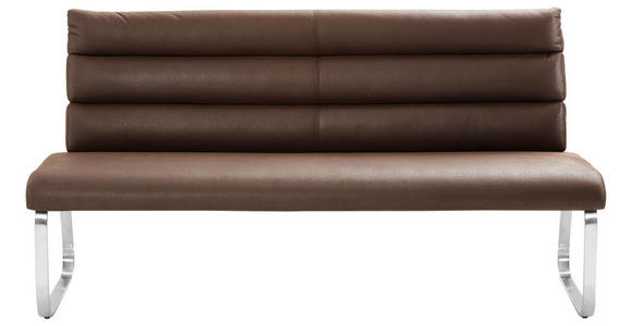 SITZBANK 180/94,5/70 cm in Edelstahlfarben, Dunkelbraun - Edelstahlfarben/Dunkelbraun, Design, Textil/Metall (180/94,5/70cm) - Cantus