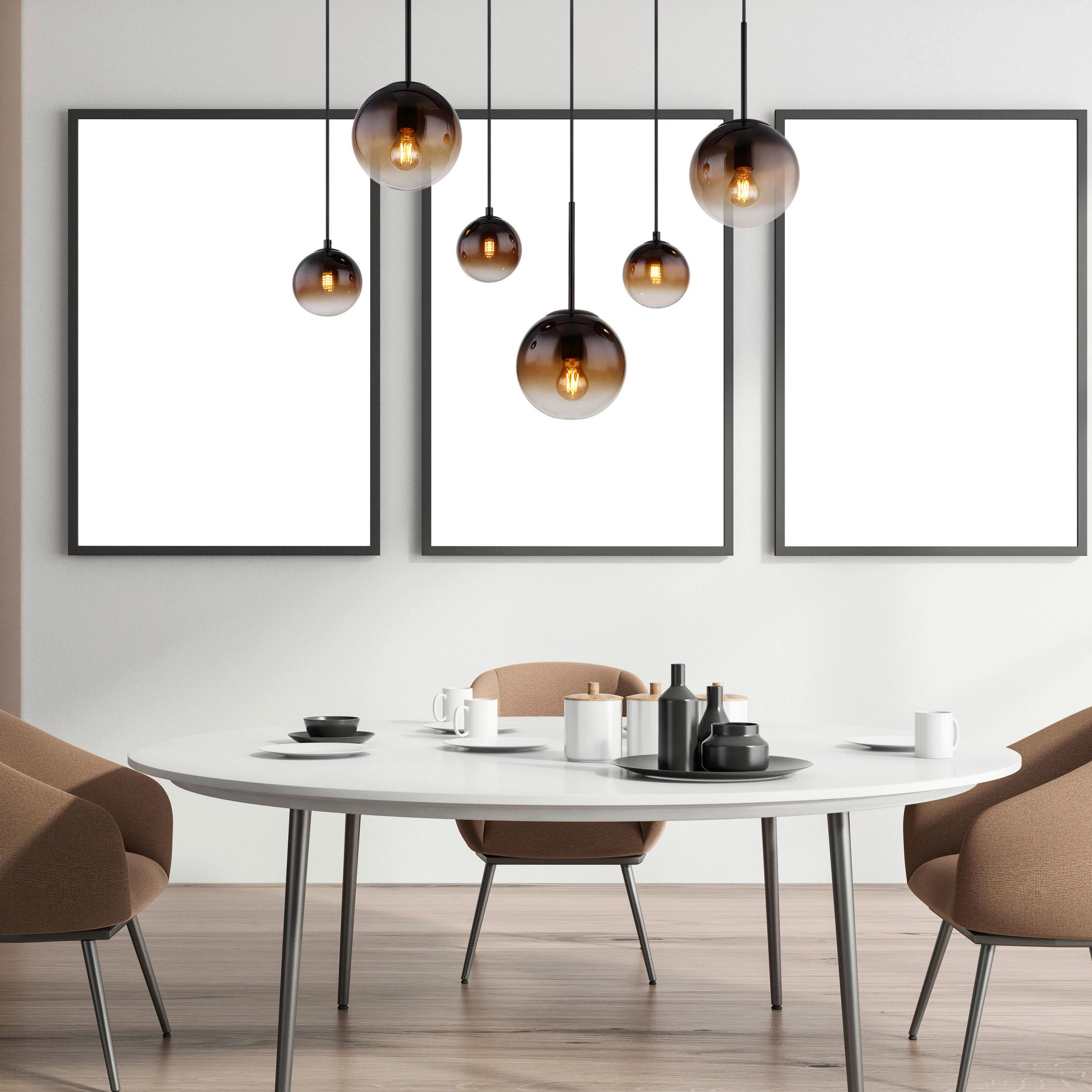 HÄNGELEUCHTE 91/20/117 cm   - Klar/Schwarz, Design, Glas/Metall (91/20/117cm) - Globo