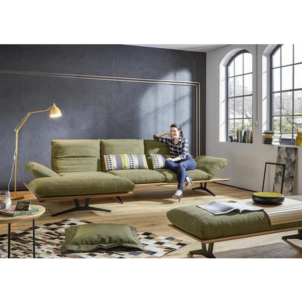Thumbnail - Dieter Knoll Ecksofa, Grün, Holz, Textil, Wildeiche, massiv, 4-Sitzer, Ottomane links, L-Form, 314x159 cm, Goldenes M, e...