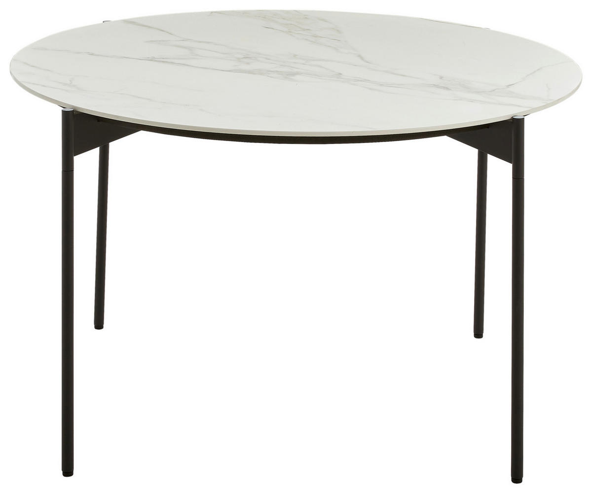 COUCHTISCH in Metall, Keramik 83/83/42 cm  - Weiss/Schwarz, Design, Keramik/Metall (83/83/42cm) - Venjakob