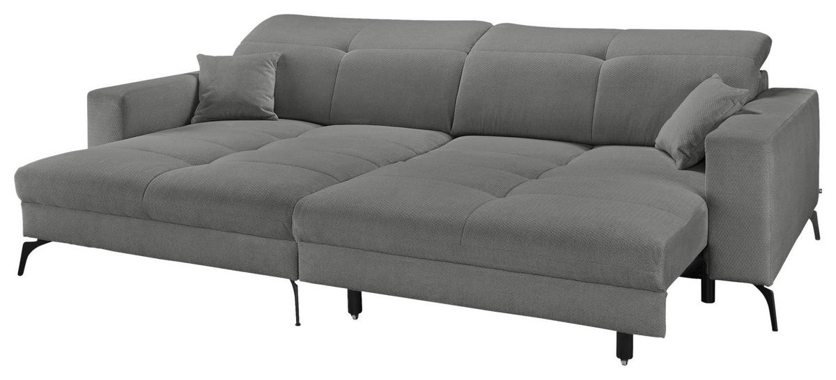ECKSOFA Dunkelgrau Webstoff  - Dunkelgrau/Schwarz, KONVENTIONELL, Textil/Metall (180/285cm) - SetOne by Musterring