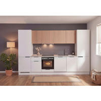 KÜCHENLEERBLOCK 340 cm  in Weiß, Eichefarben  - Eichefarben/Beige, Design, Holzwerkstoff/Metall (340cm) - P & B