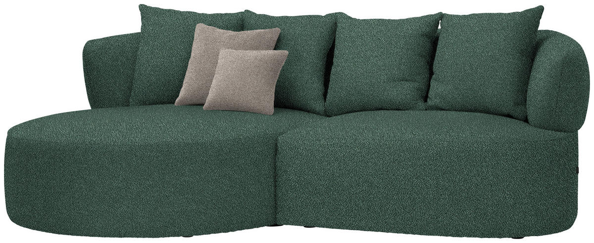ECKSOFA in Plüsch Dunkelgrün  166/235 cm  - Dunkelgrün/Graubraun, MODERN, Kunststoff/Textil (166/235cm) - Hom`in