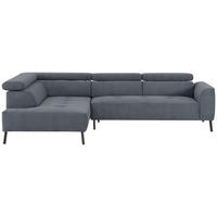 ECKSOFA in Feincord Blaugrau  - Blaugrau/Schwarz, Design, Textil/Metall (205/280cm) - MID.YOU