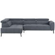 ECKSOFA Blaugrau Feincord  - Blaugrau/Schwarz, Design, Textil/Metall (205/280cm) - Xora