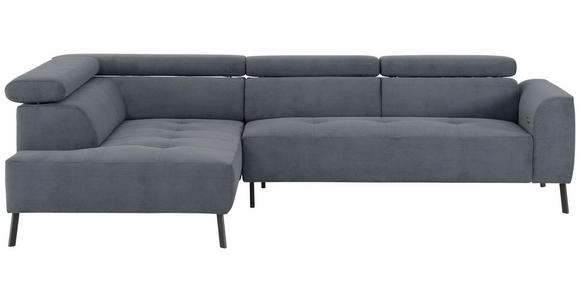 ECKSOFA Blaugrau Feincord  - Blaugrau/Schwarz, Design, Textil/Metall (205/280cm) - Xora