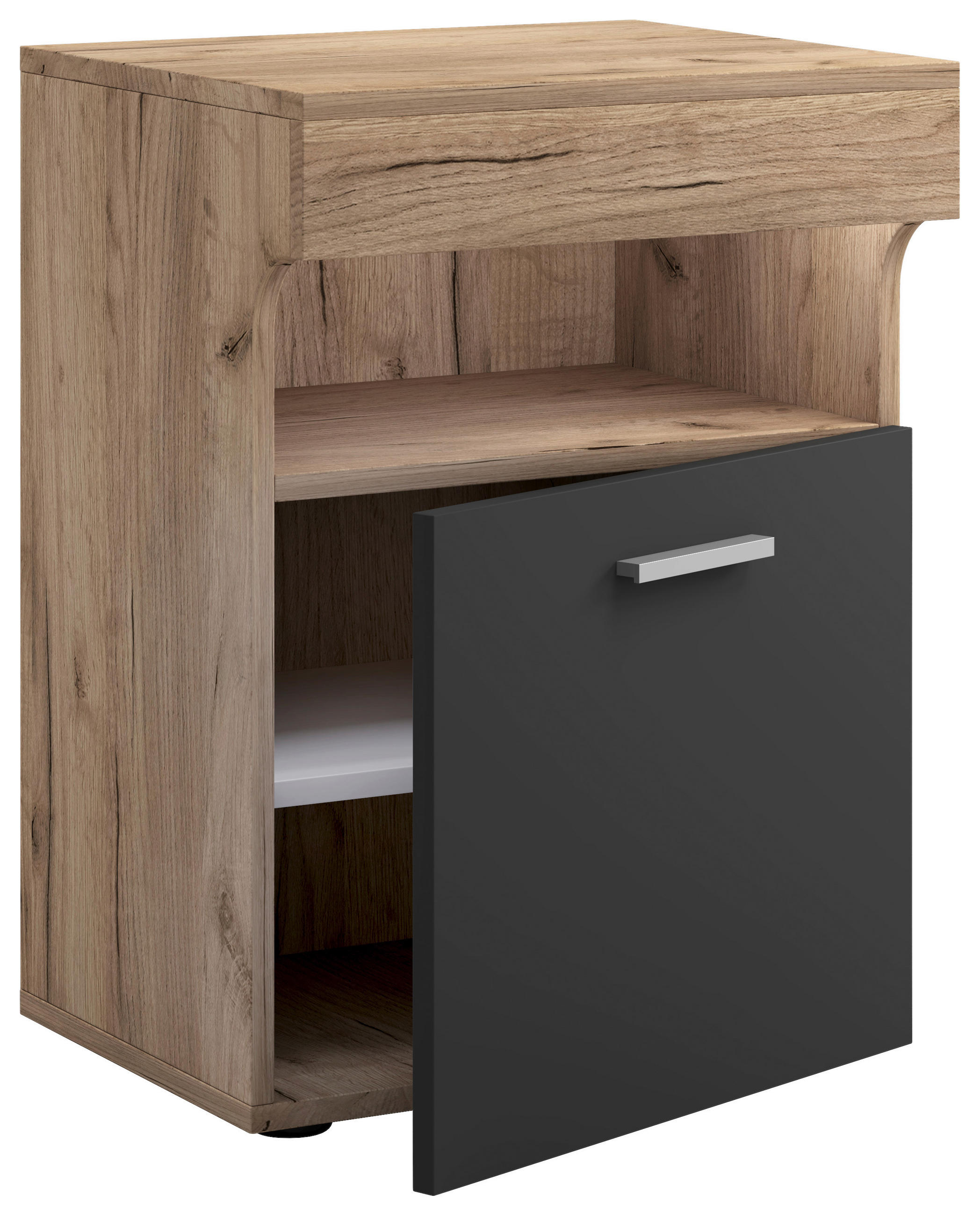 NACHTSCHRANK 45/61/39 cm  - Honigeiche/Anthrazit, MODERN, Holzwerkstoff/Kunststoff (45/61/39cm) - MID.YOU
